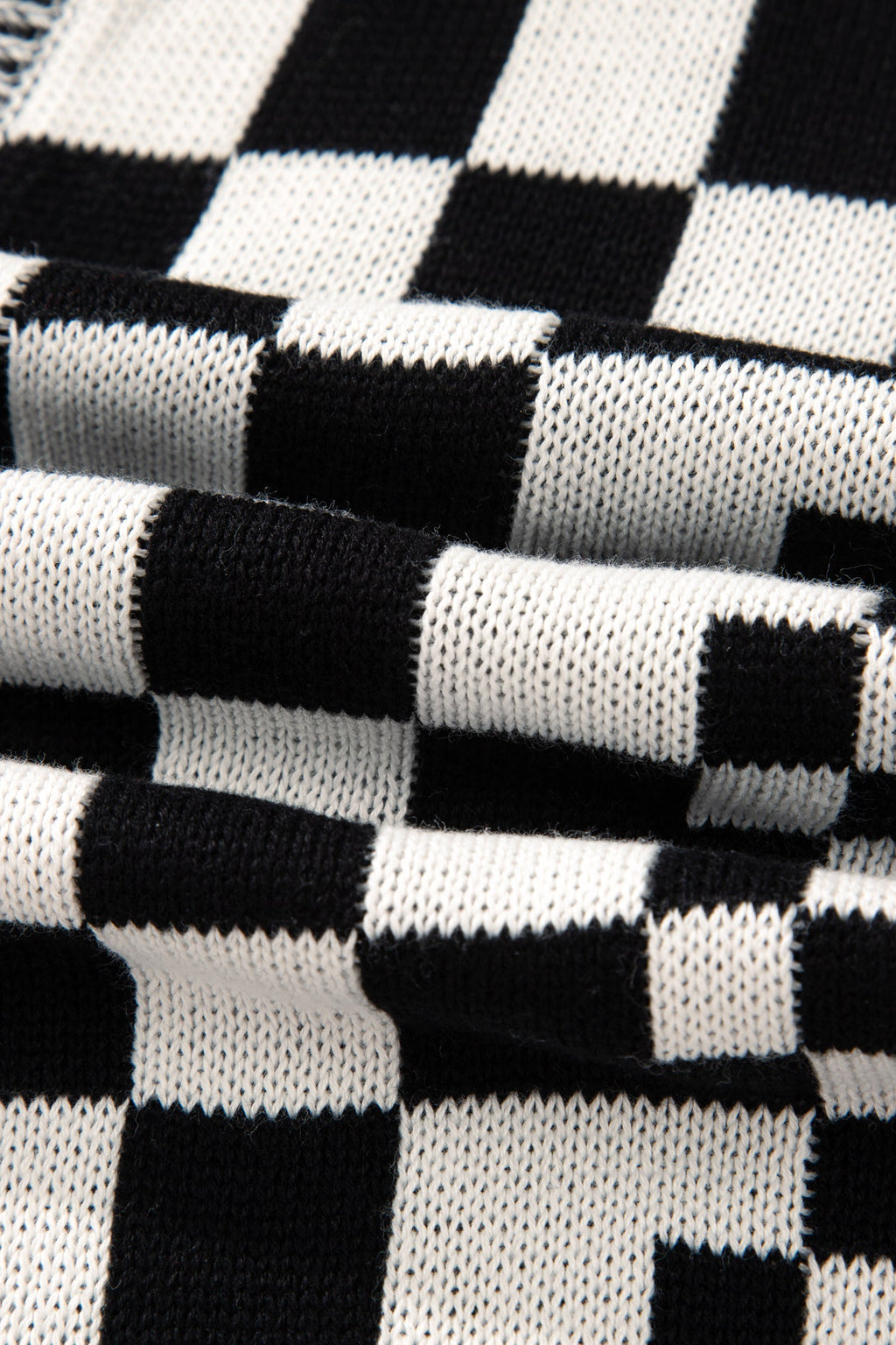 Plus Size Checker Drop Shoulder Open Front Cardigan