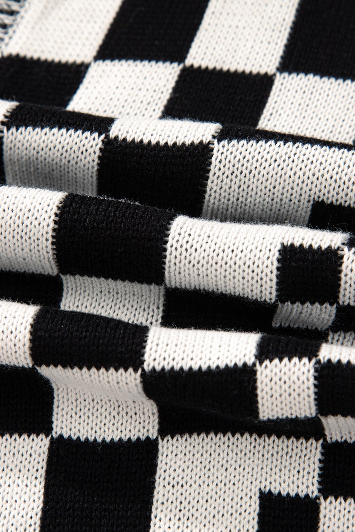 Plus Size Checker Drop Shoulder Open Front Cardigan