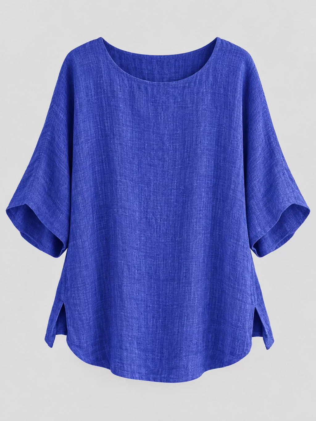 Full Size Loose Fit Linen Blend Blouse Plus Size