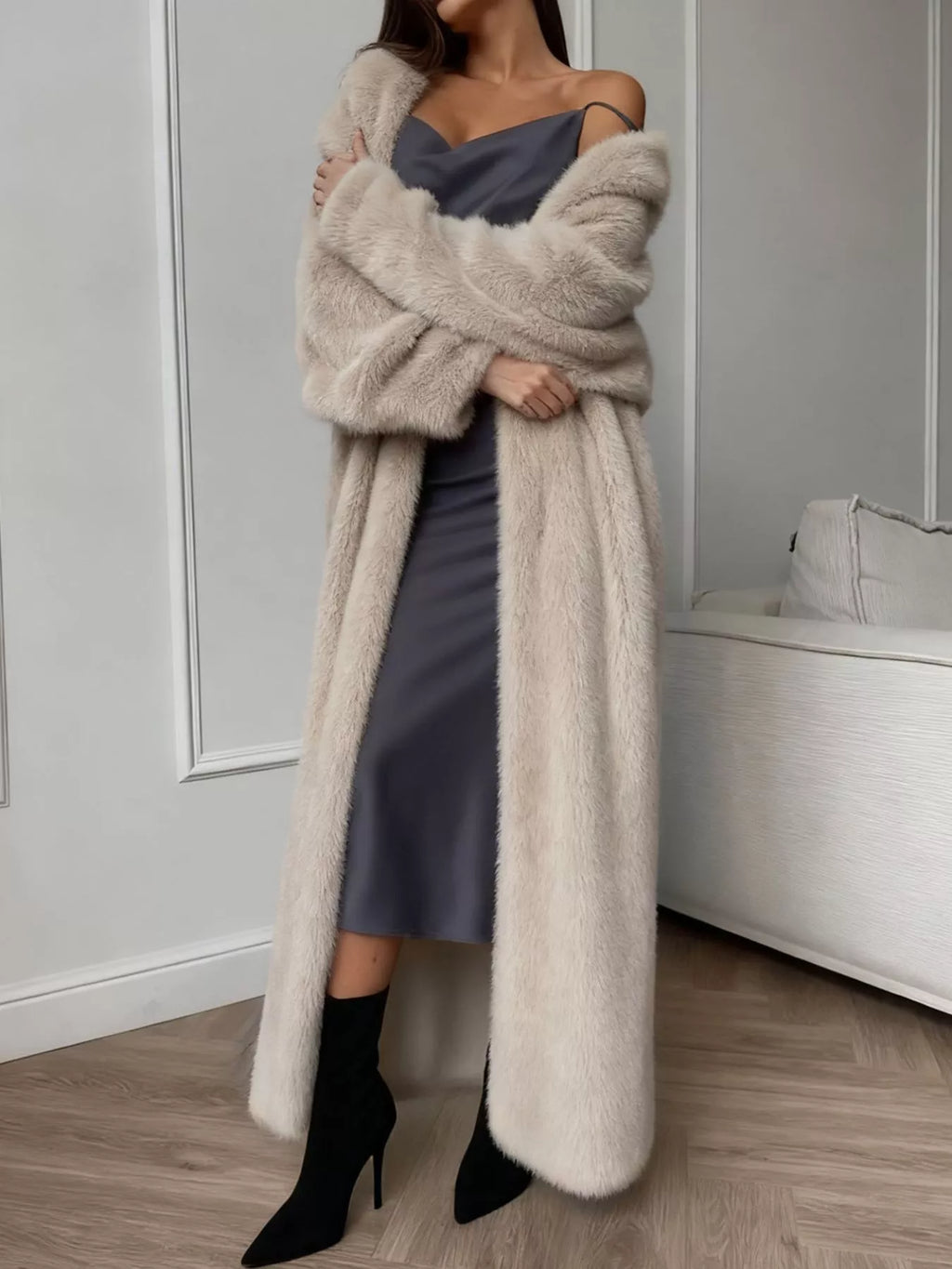 Fuzzy Open Front Longline Cardigan