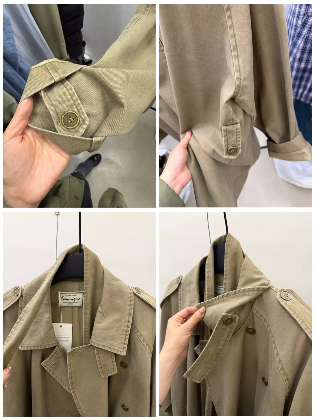 Vintage-Inspired Double-Breasted Belted Trench Outerwear