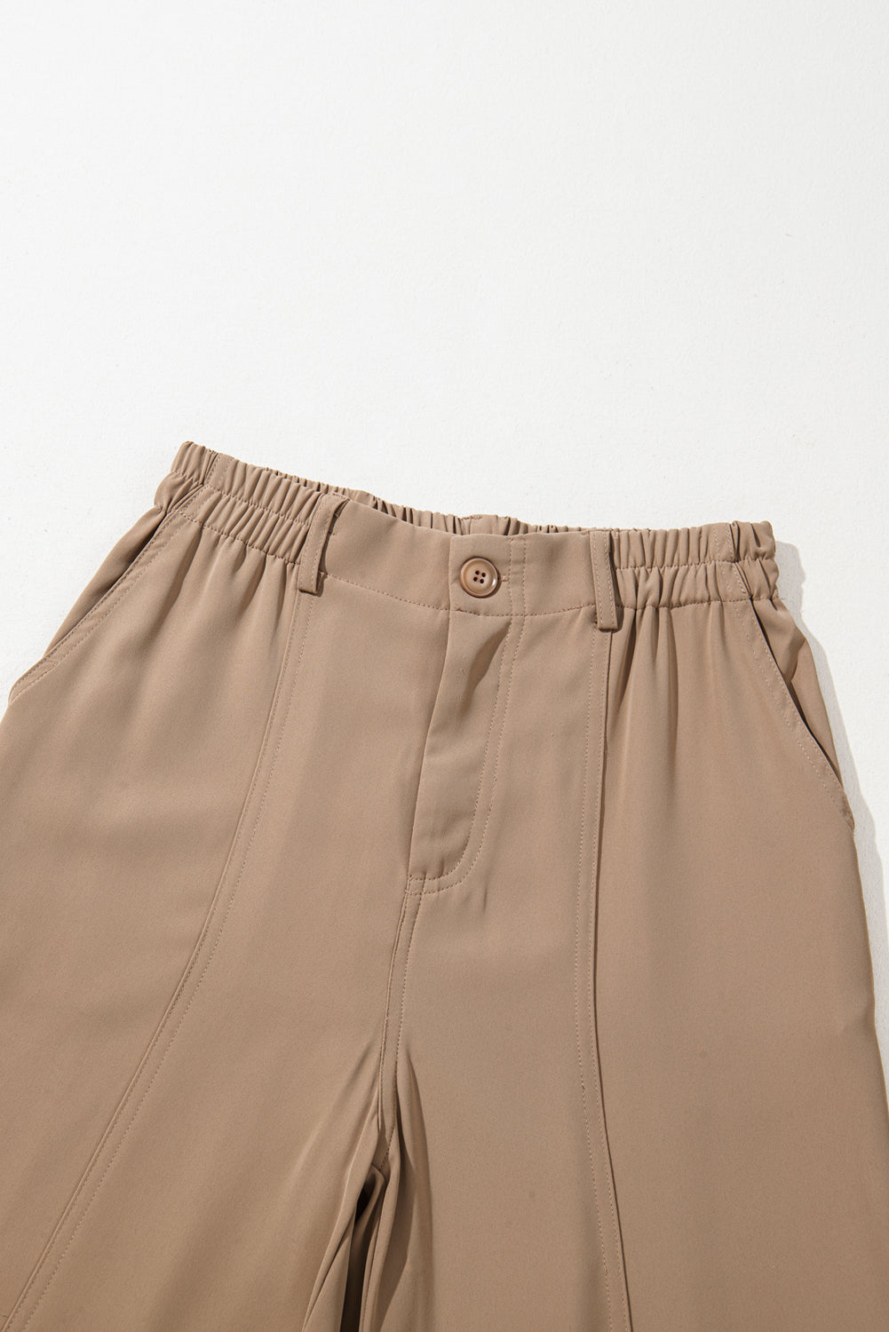 Solid Elastic High-Waist Pants