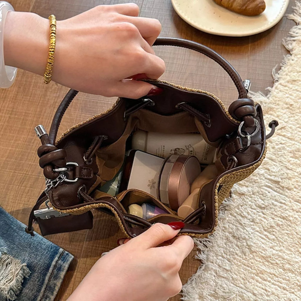 Woven Drawstring Crossbody Bag