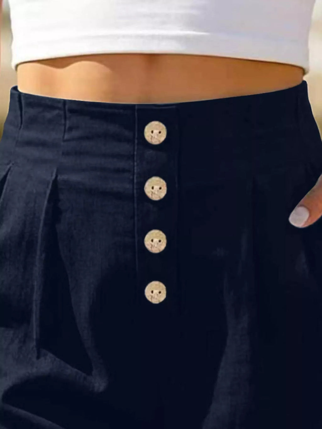 Button Fly High Waist Shorts
