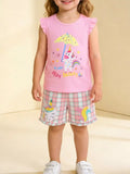 Children's Unicorn Dreams Sleeveless Top & Plaid Shorts Set