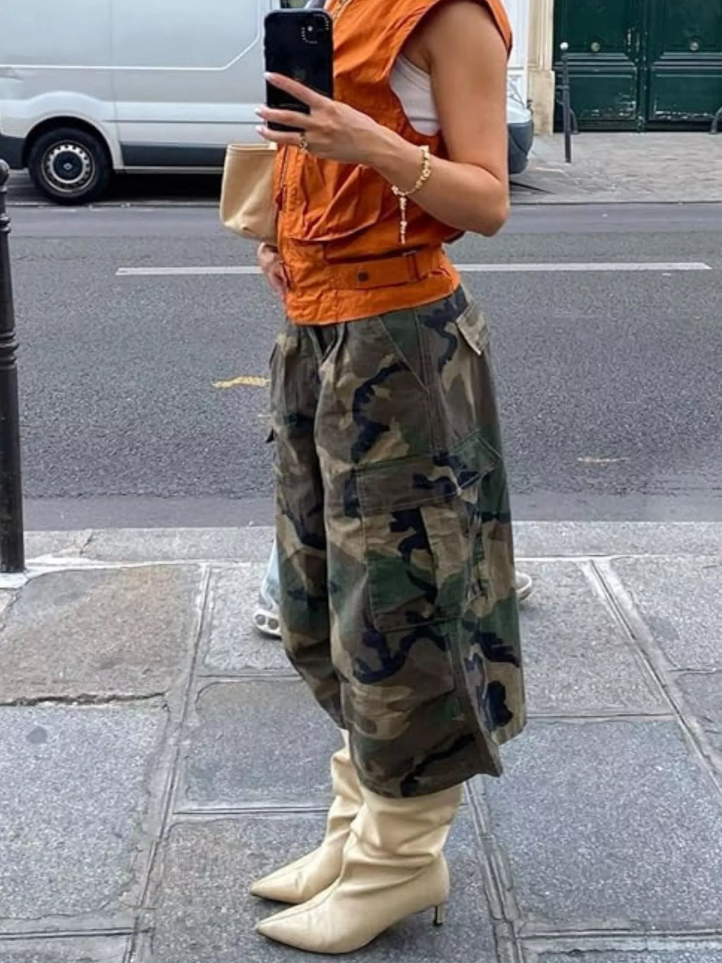 Camouflage Cargo Cropped Pants