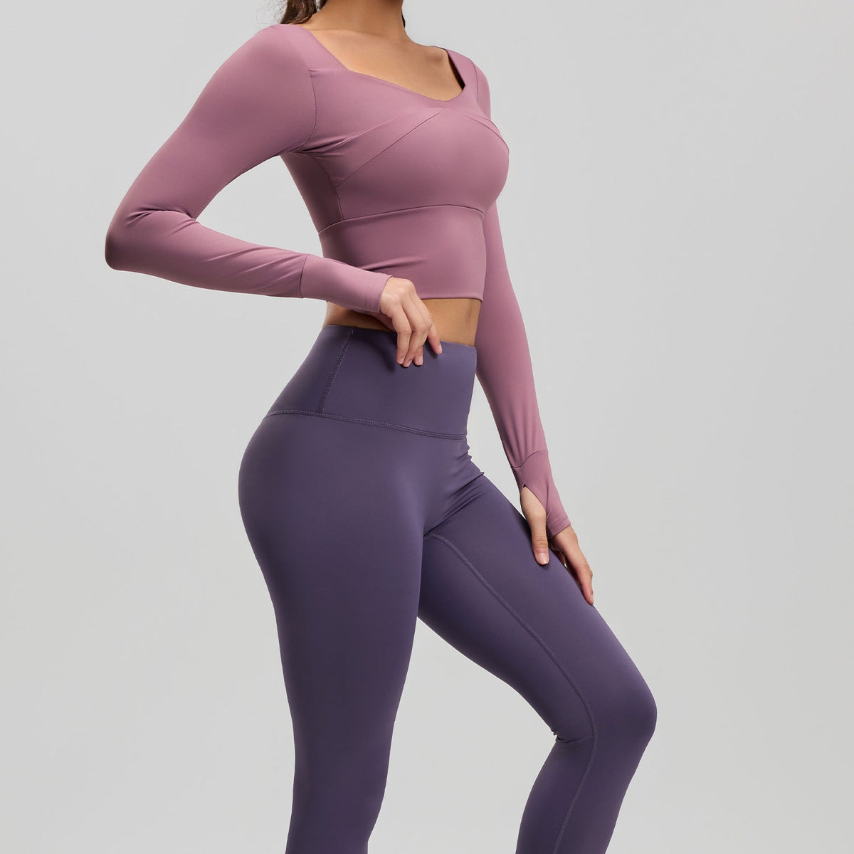 Spring And Summer Spliced Yoga Long-Sleeved Set