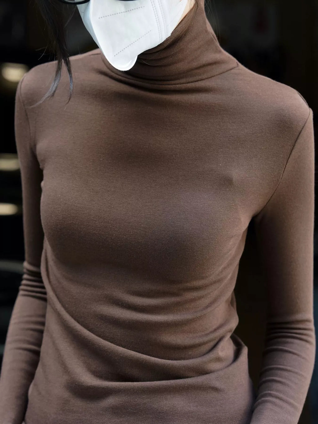 Slim-Fit Turtleneck Long Sleeve T-Shirt