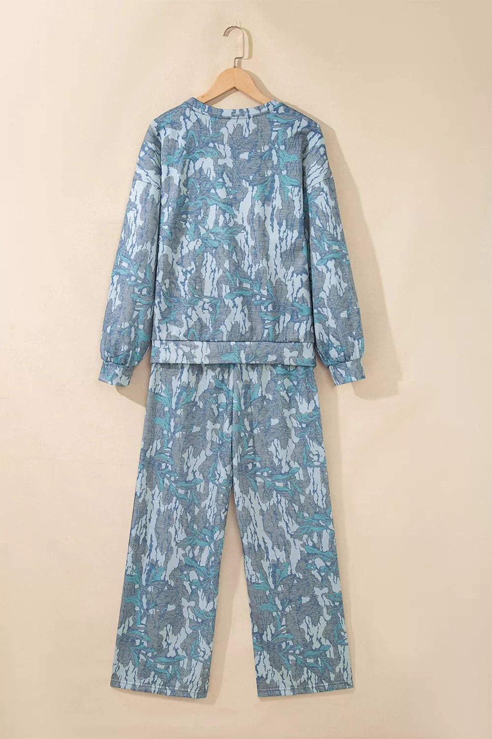 Multicolour Abstract Botanical Print Top and Drawstring Pants Set