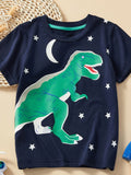 Children's Dinosaur Print Crew Neck Short Sleeve T-Shirt
