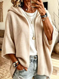 Full Size Hooded Open-Front Knit Cardigan Plus Size