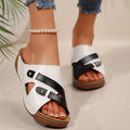Cutout Contrast Wedge Sandals