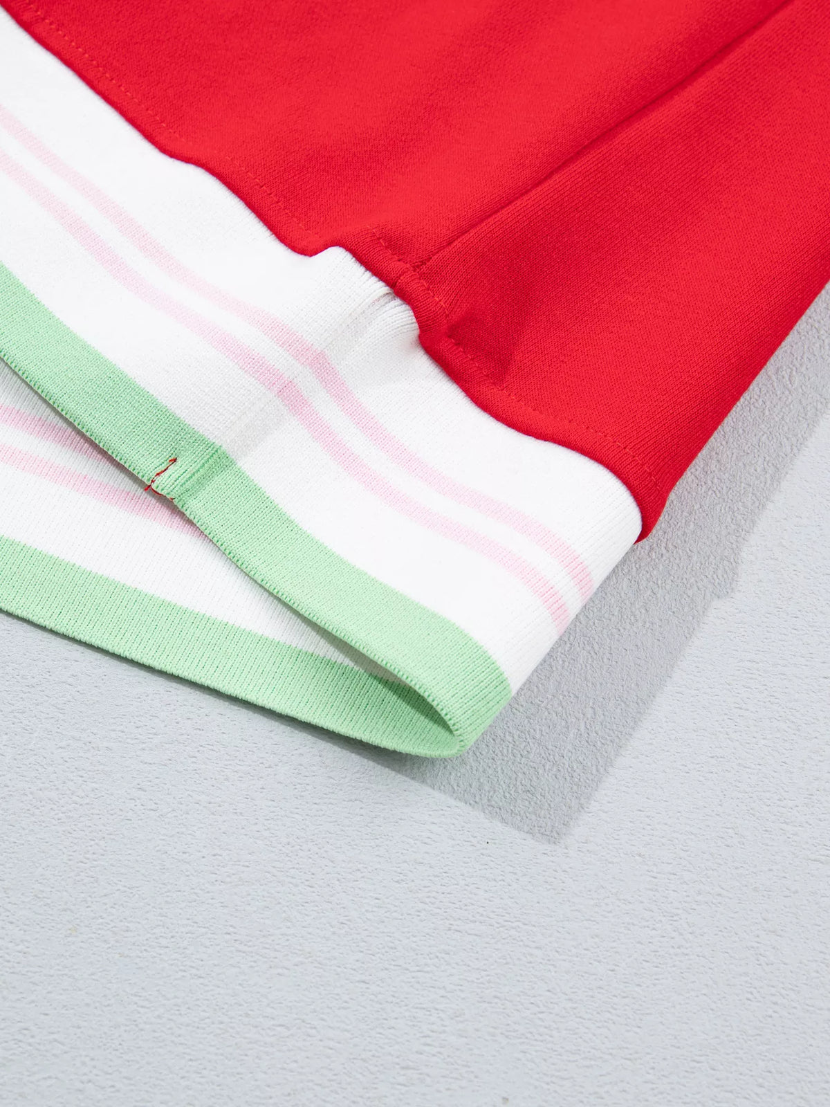 Contrast Striped Trim Baggy Pullover Sweatshirt