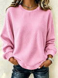 Full Size Textured Crew Neck Long Sleeve Sweatshirt Plus Size