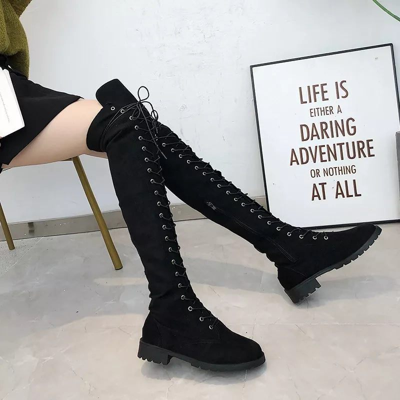 Lace-Up Over-the-Knee Boots