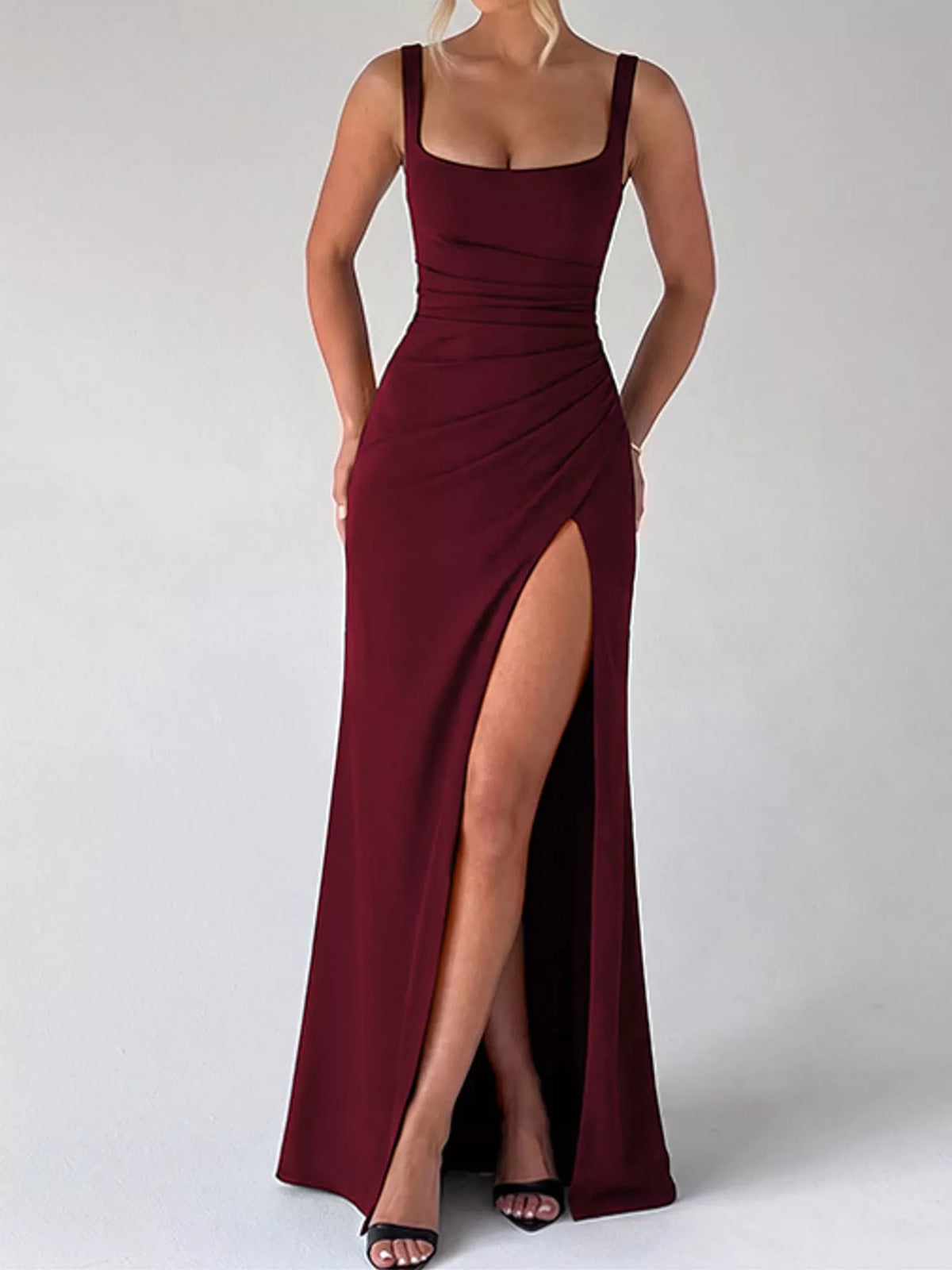 Sleeveless High-Slit Evening Maxi Dress