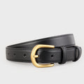 Skinny Leather Belt with Golden Buckle