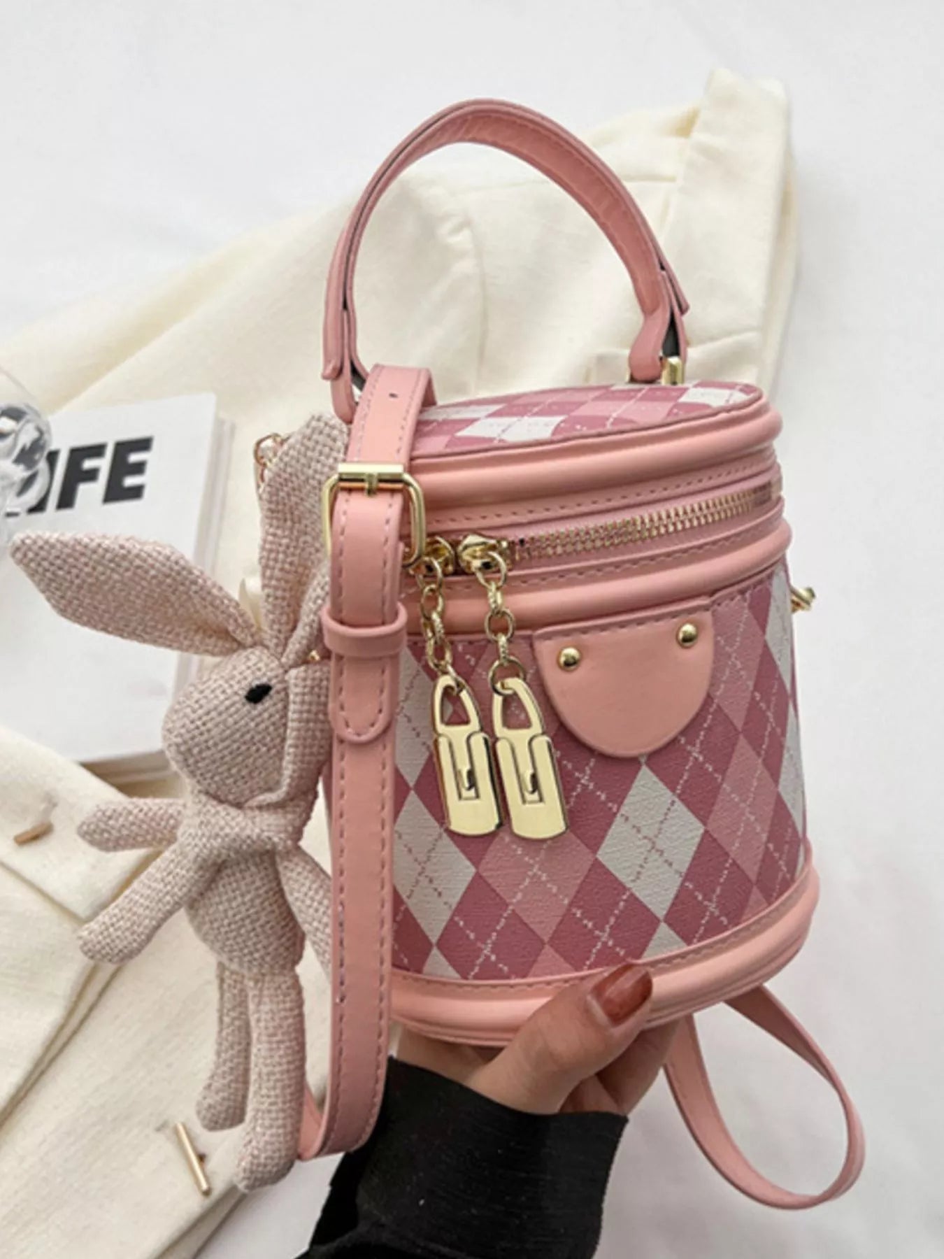 Plaid Bucket Crossbody Bag
