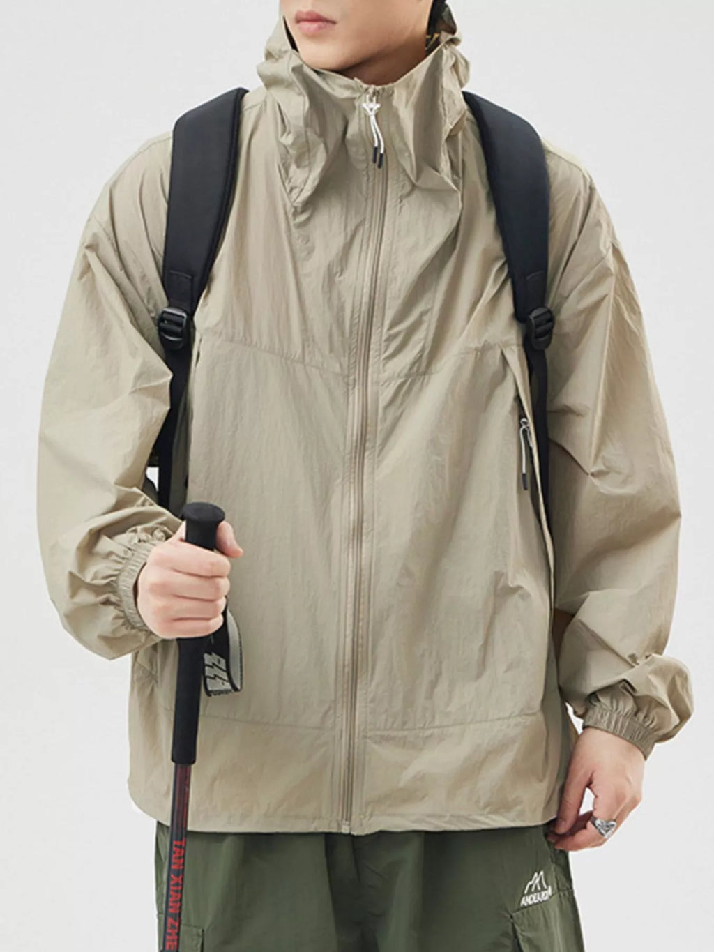 Men's Plus Size Lightweight Hooded Windbreaker Jacket