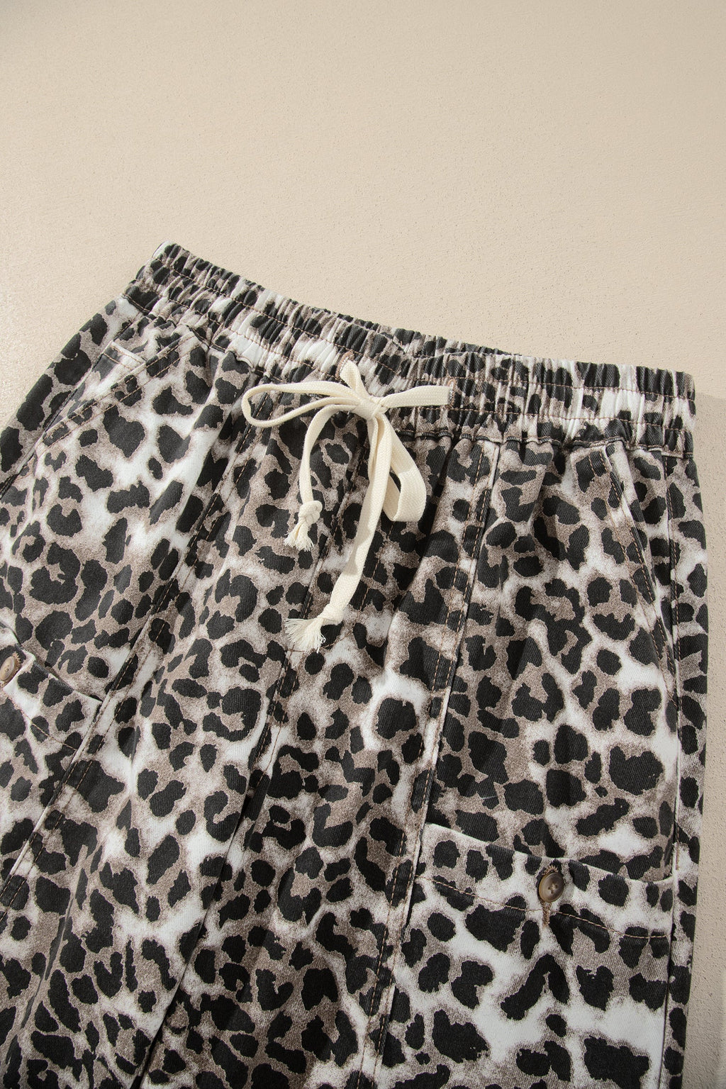 Black Leopard Print Drawstring Jogger Jeans