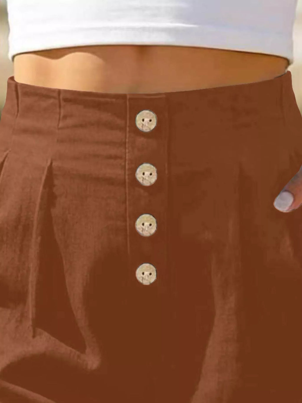 Button Fly High Waist Shorts