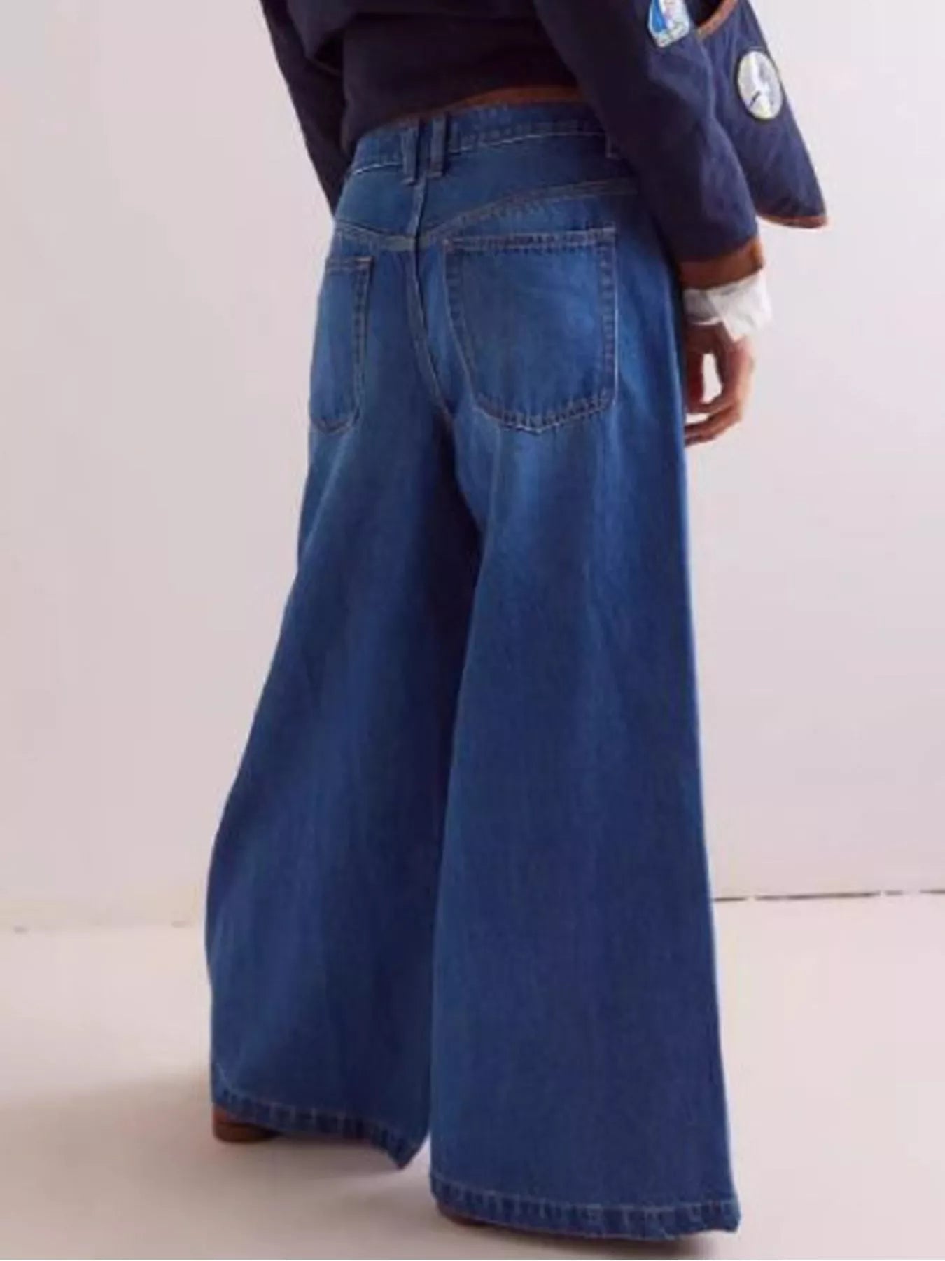 Wide-Leg Side Snap Button Jeans