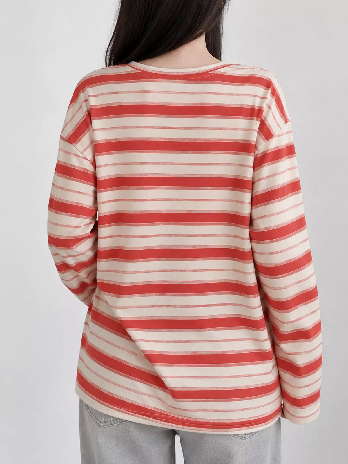 Oversized Striped Crew Neck T-Shirt