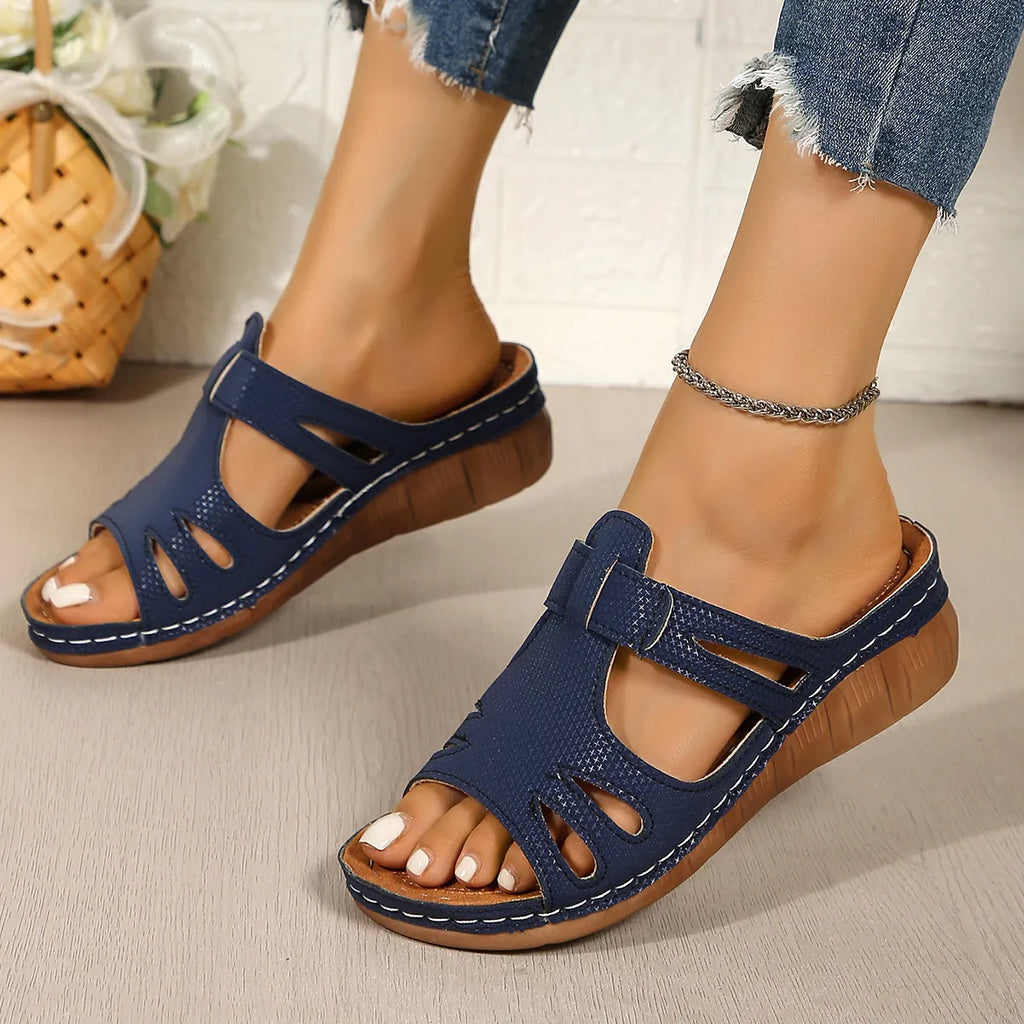 Cutout Open Toe Wedge Sandals