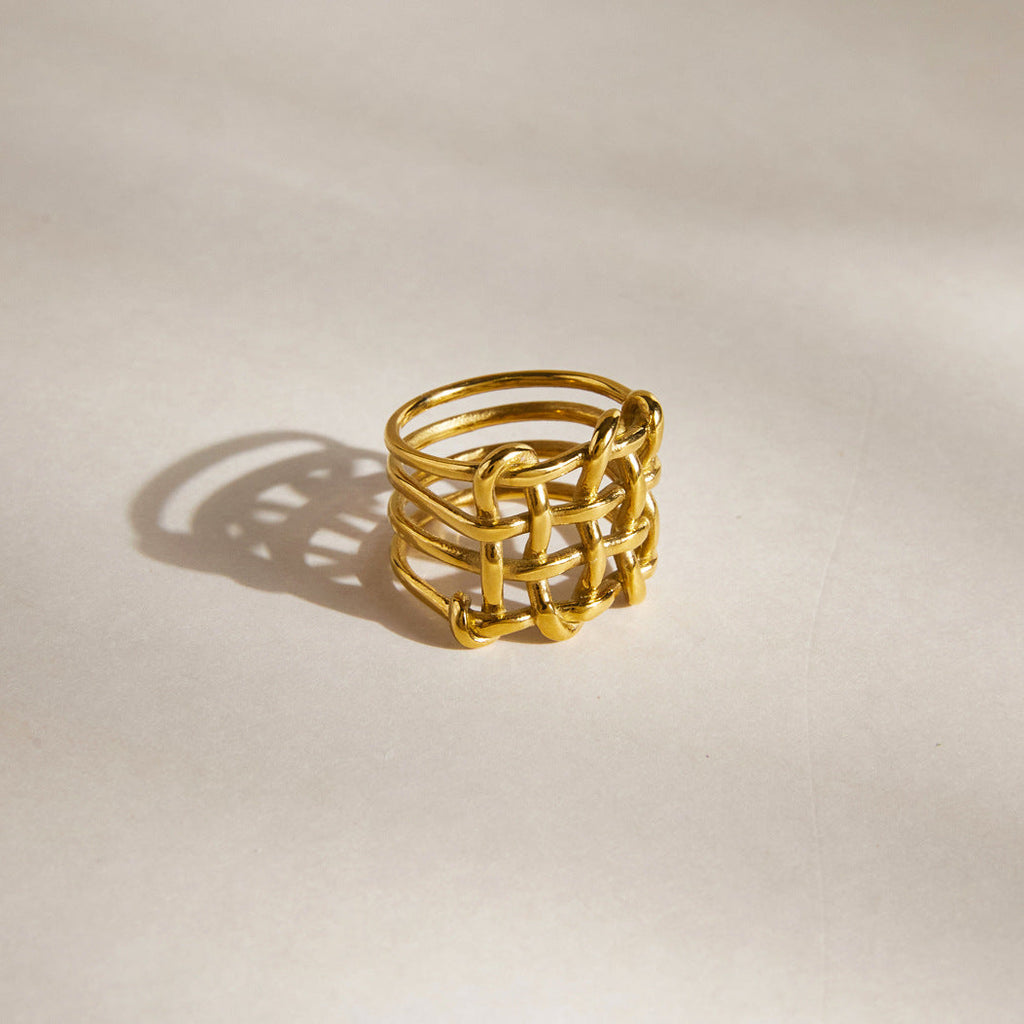 Woven Openwork Statement Ring