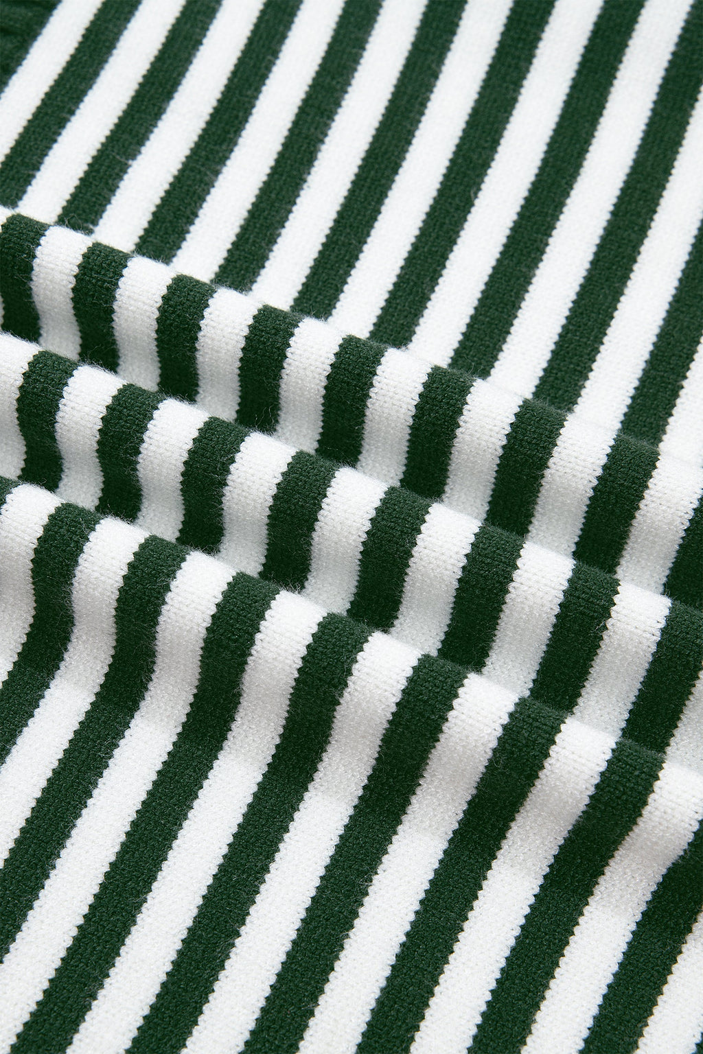 Green Stripe Striped Button Placket Drop Shoulder Long Sleeve Sweater