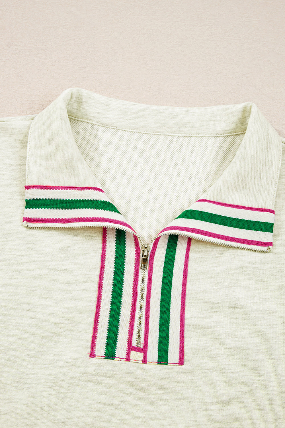 Stripe Contrast Collared Patchwork Sweatshirt
