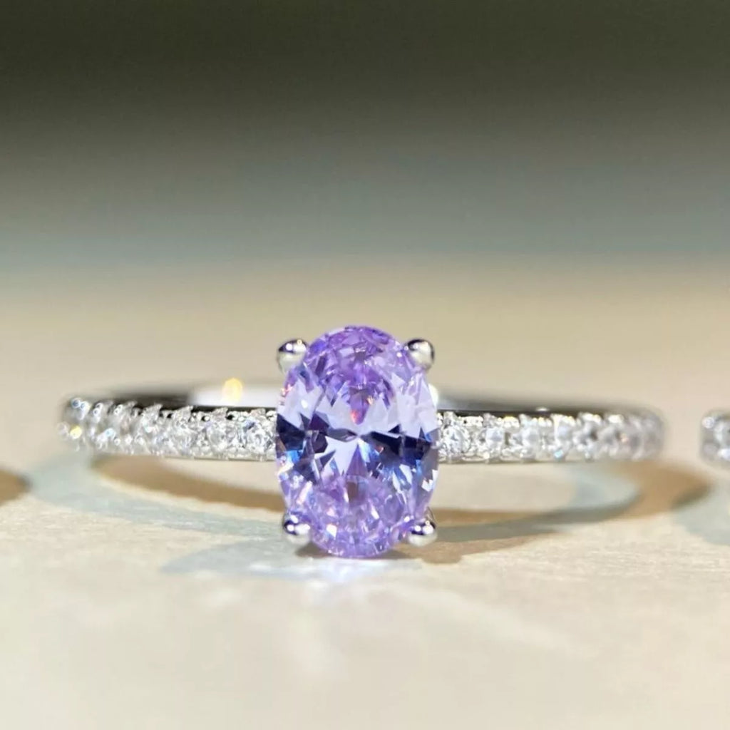 925 Sterling Silver Zircon Oval Ring