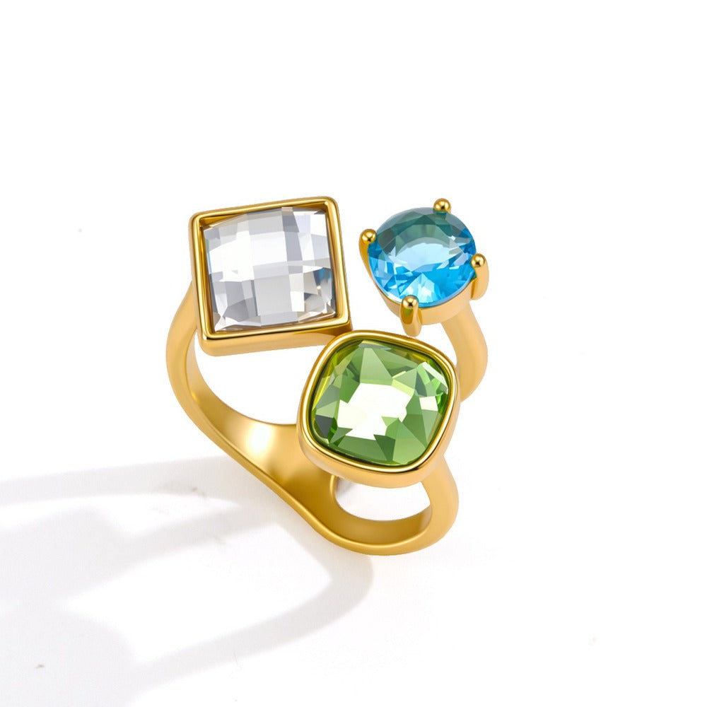 Color Stone Zircon Ring