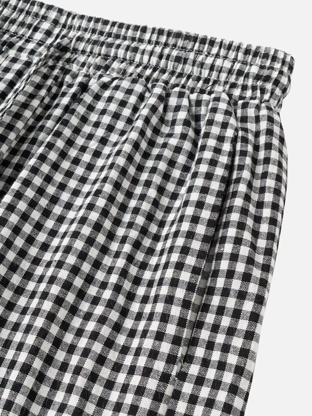 High-Waisted Gingham Wide-Leg Drawstring Pants