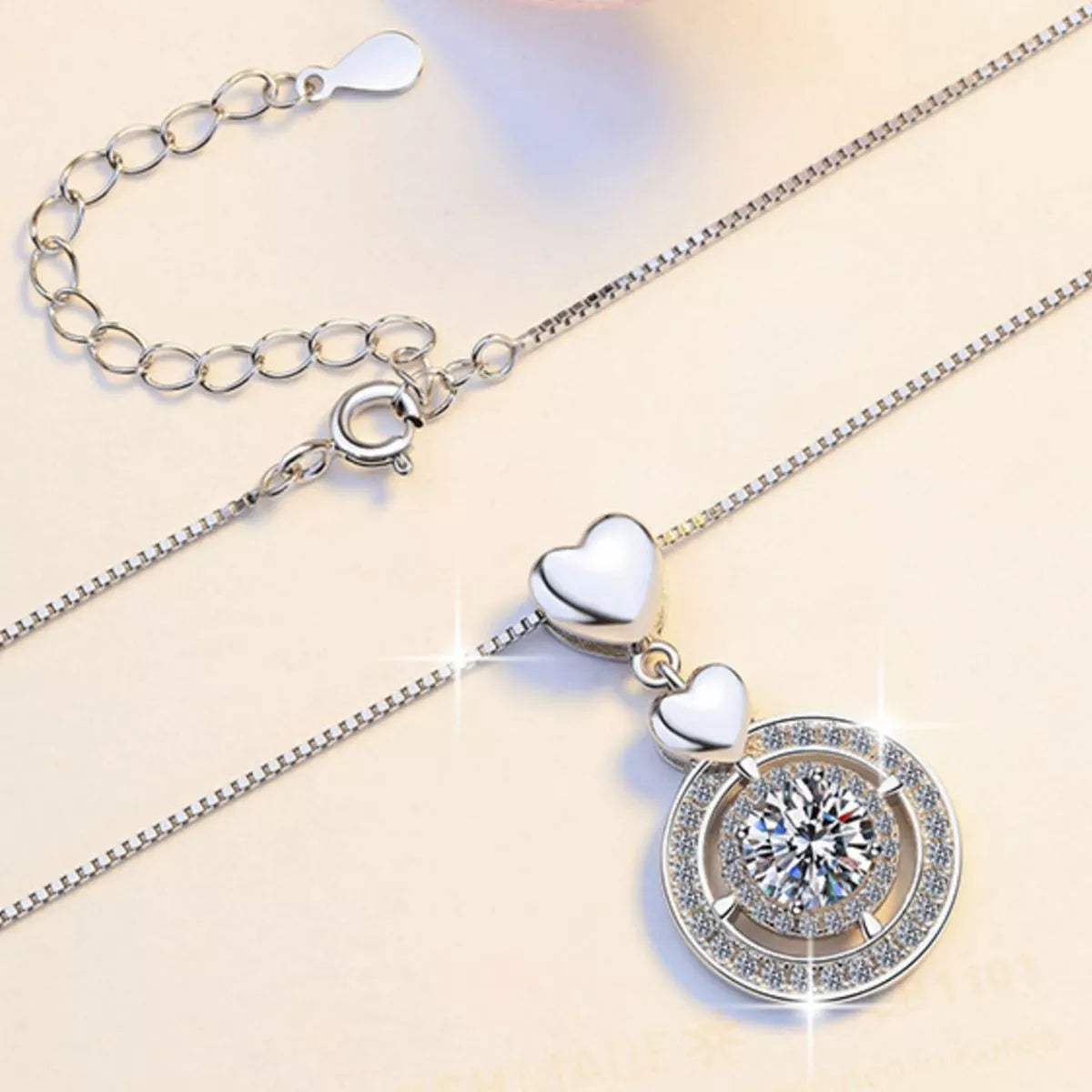 2 Carat Moissanite 925 Sterling Silver Pendant Necklace