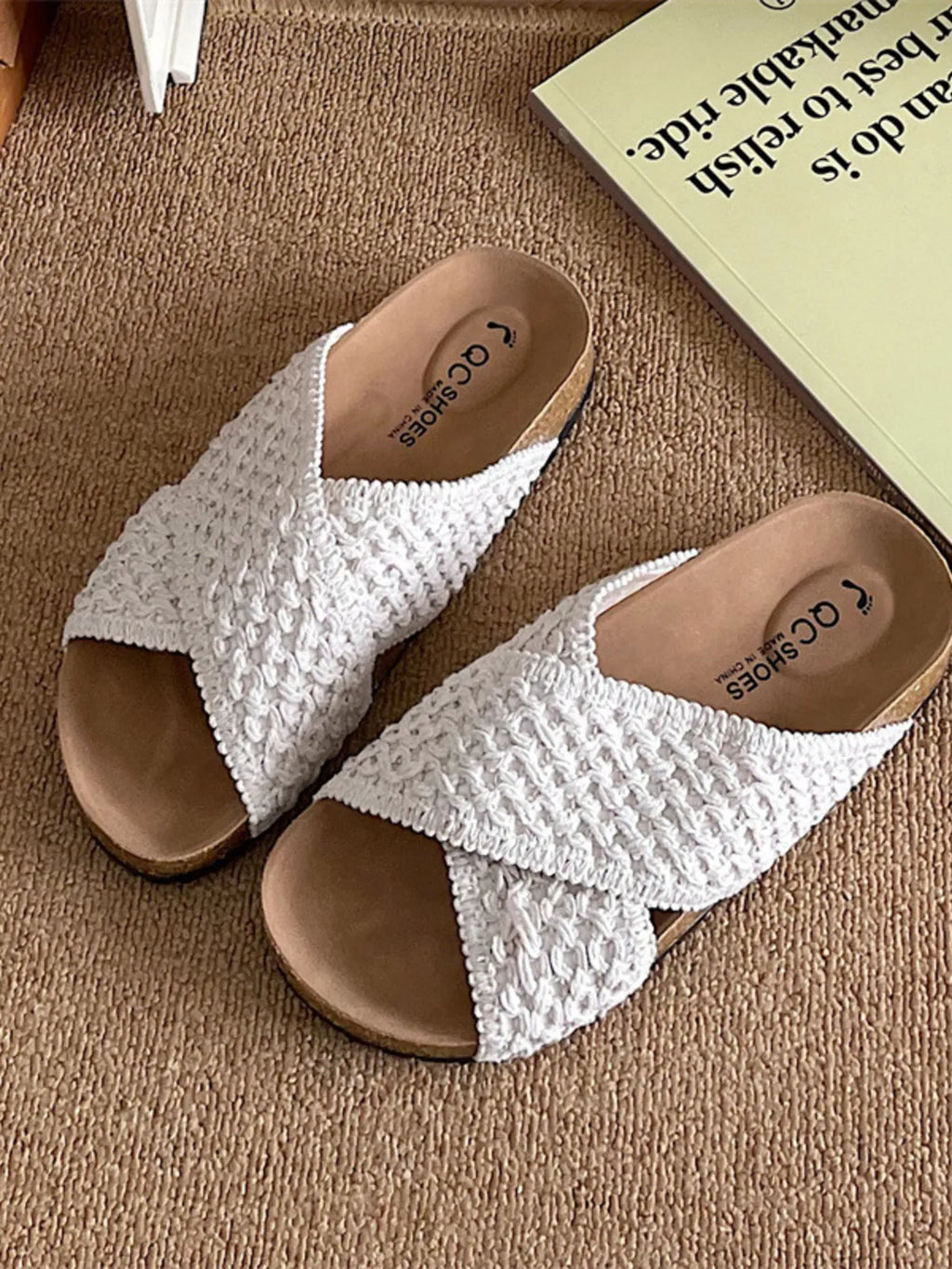 Cross Strap Woven Pattern Comfort Sandals