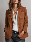 Classic Suede Single-Breasted Blazer Jacket