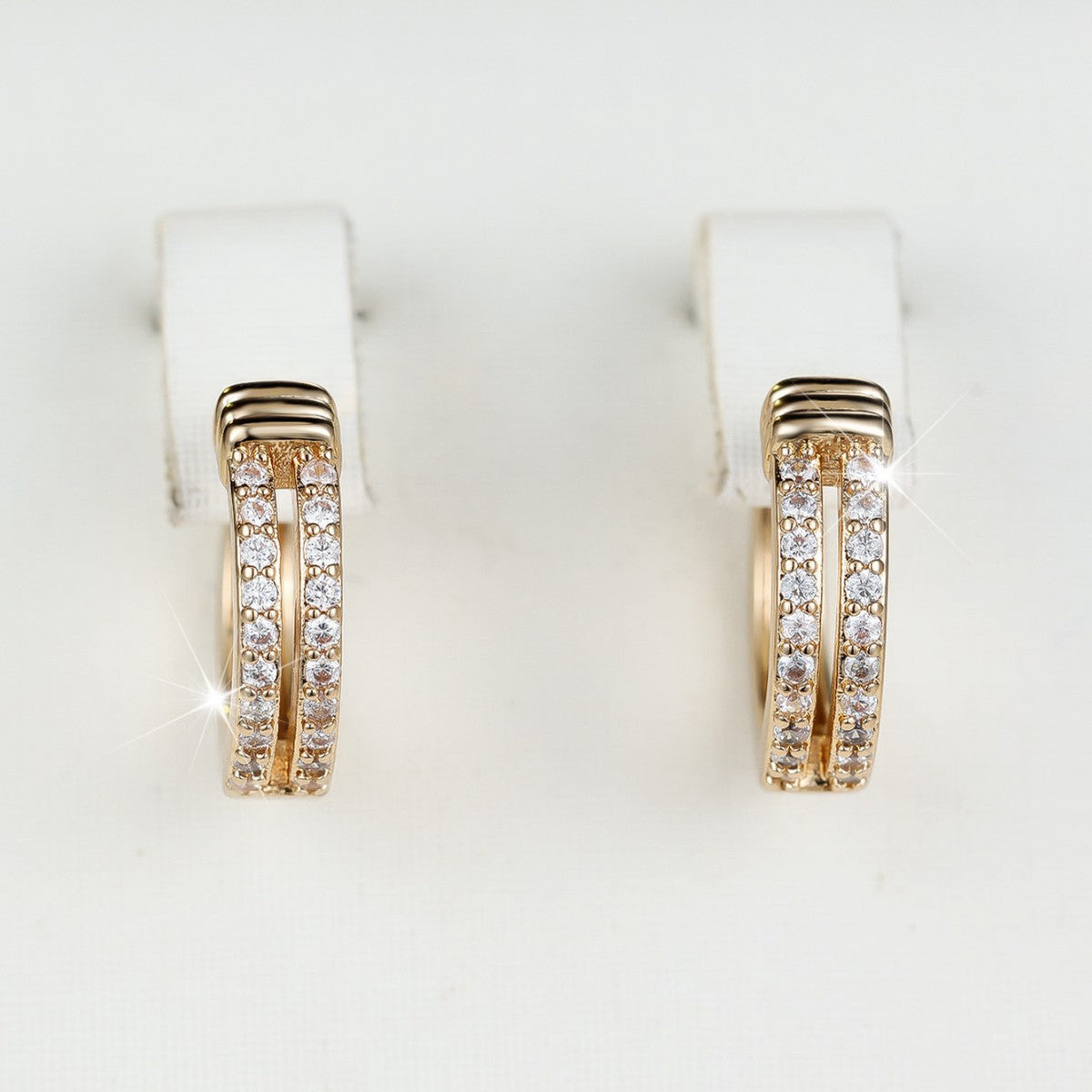 Light-luxury Double-row Fully Diamond Ear Clips