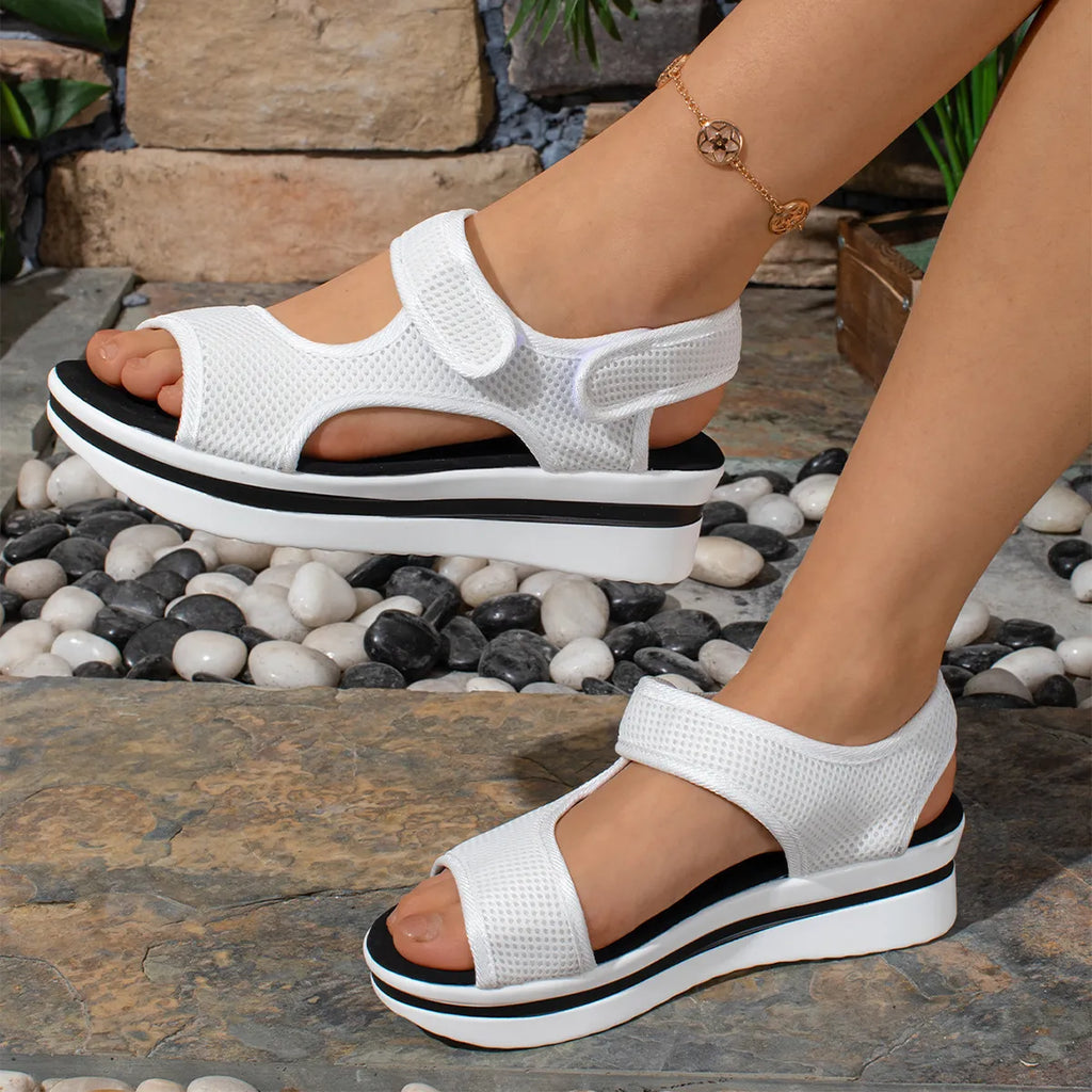 Mesh Open Toe Platform Sandals