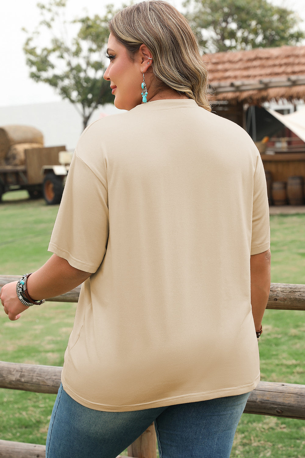 Plus Size Western Burro Cactus Crew Neck Tee