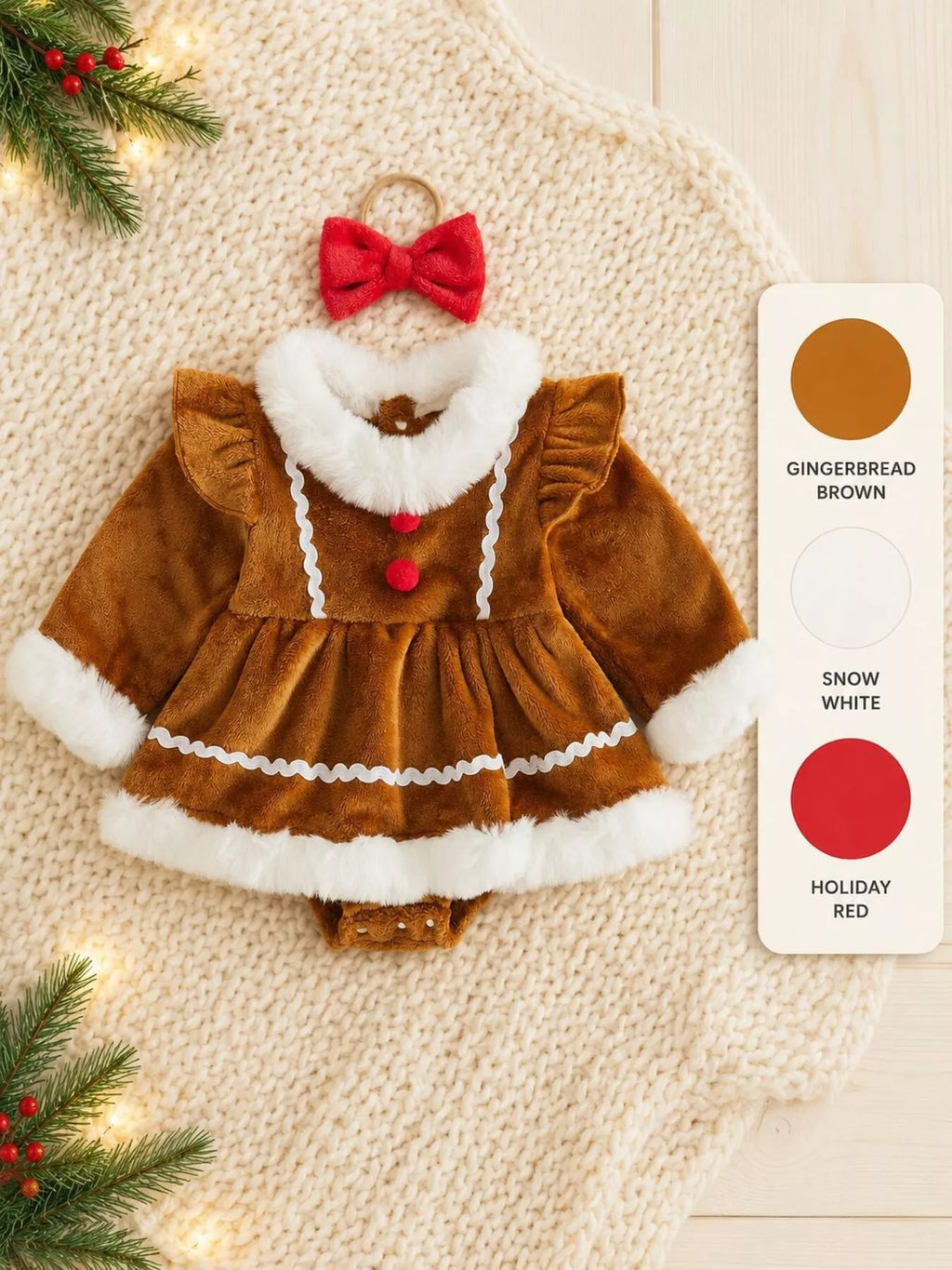Children's Christmas Bodysuit Dress and Headband Set