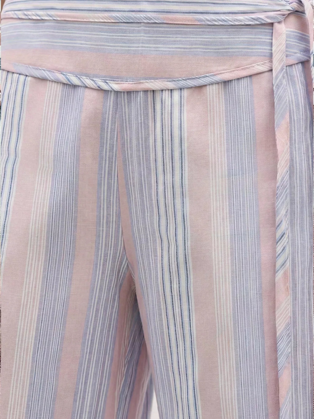 Striped Wide-Leg Pants with Tie Waist