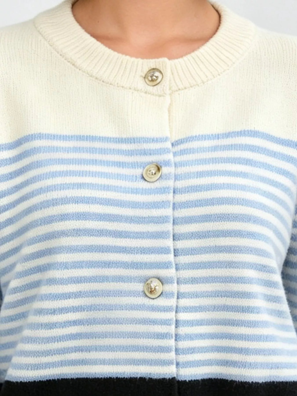 Color Block Striped Button Up Cardigan