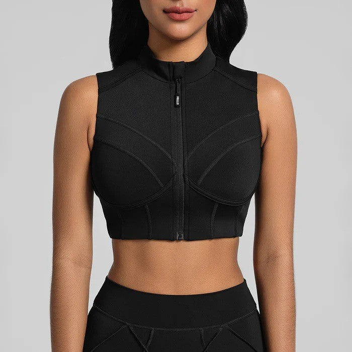 Zippered Removable Running And Yoga Bra For Outerwear Use