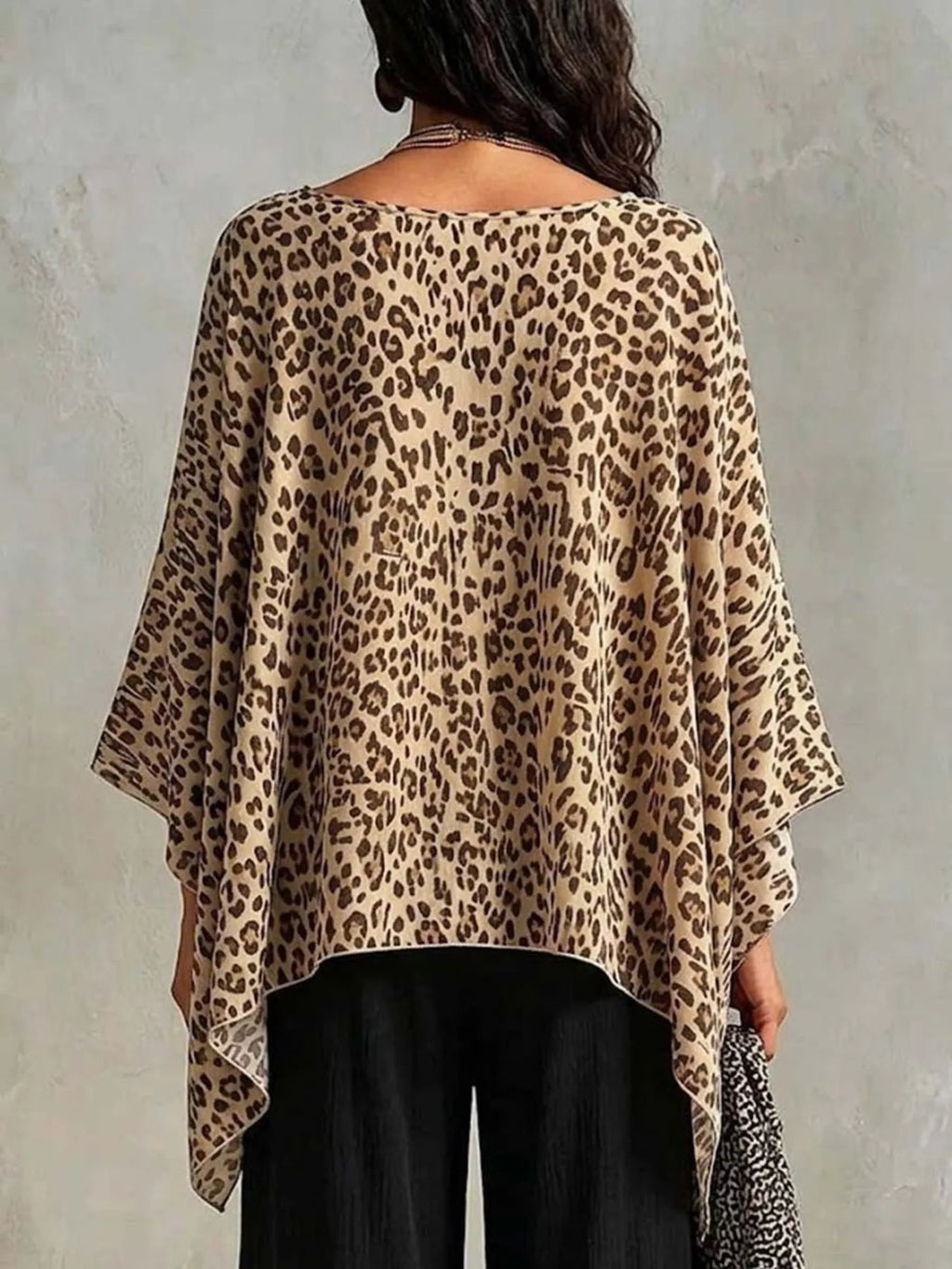 Full Size Leopard Print Asymmetrical Hem Top Plus Size