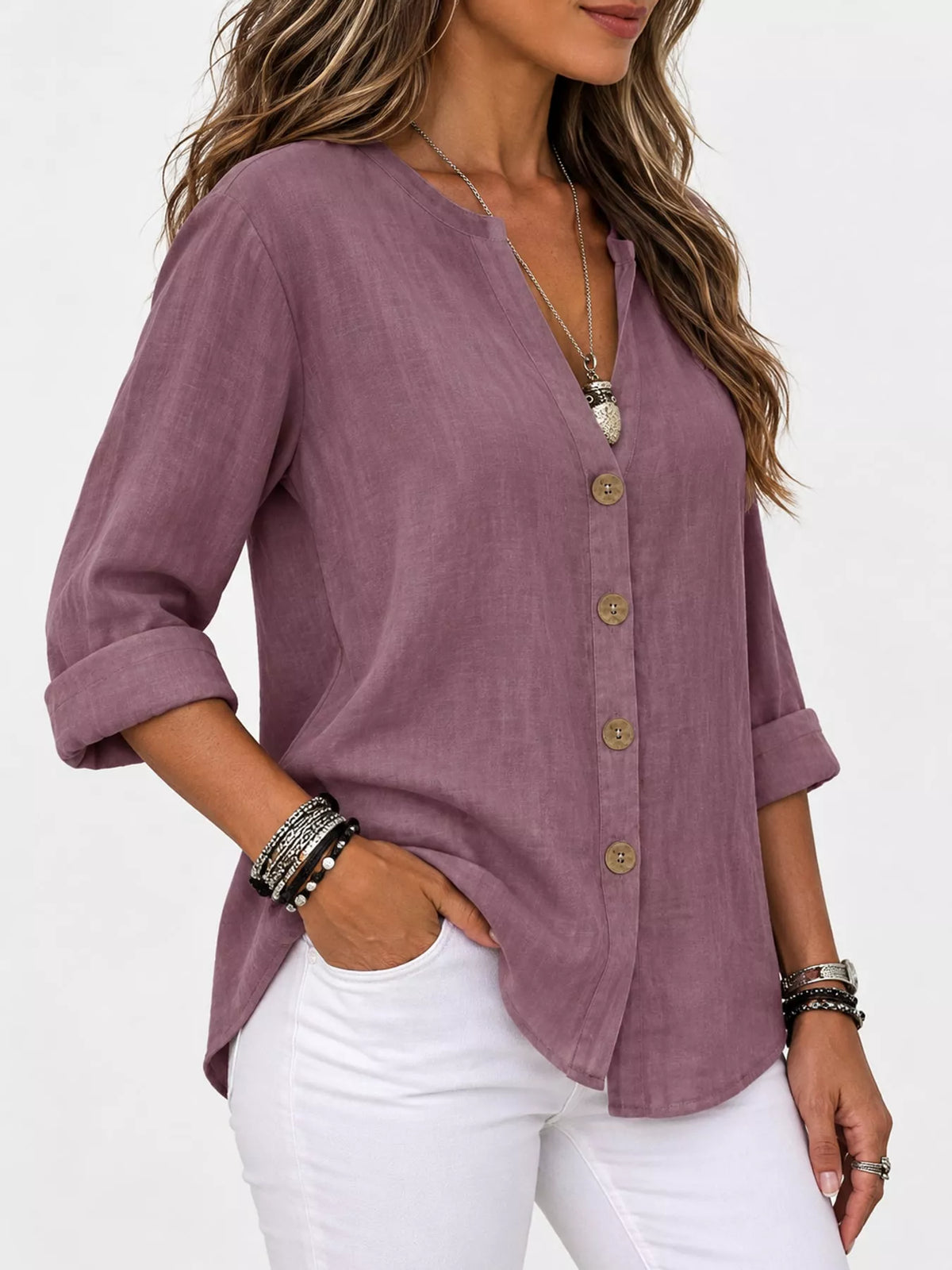 Notched Button Down Shirt