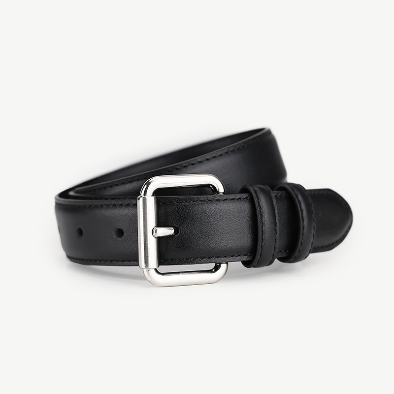 Classic Leather Belt with Buckle