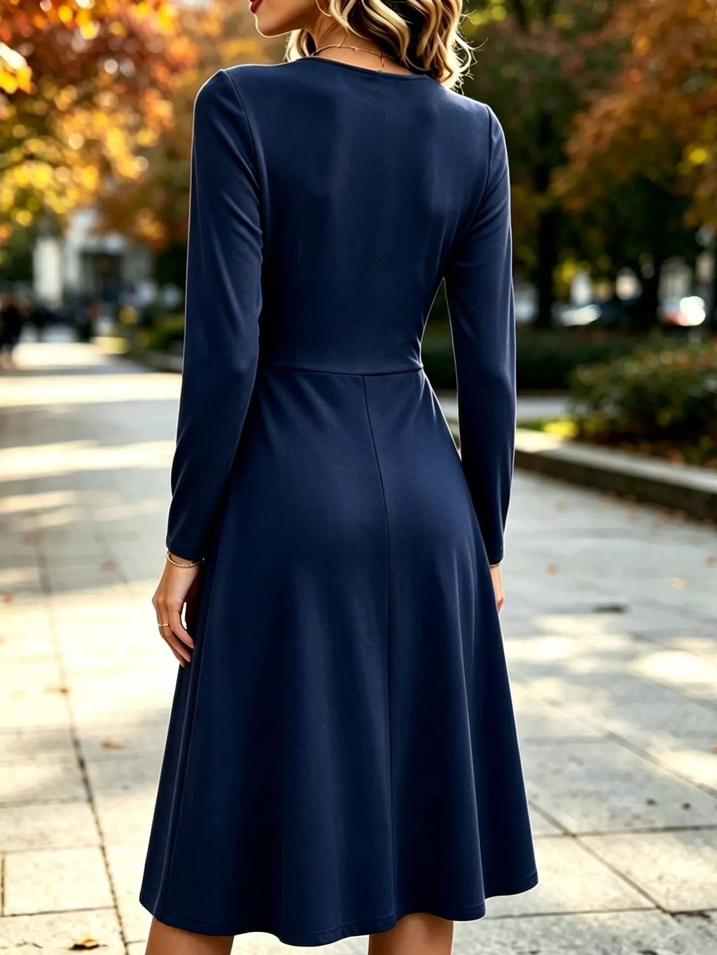 Full Size Ruched Long Sleeve Midi Dress Plus Size