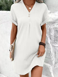 Full Size Casual V-Neck Short Sleeve Dress Plus Size