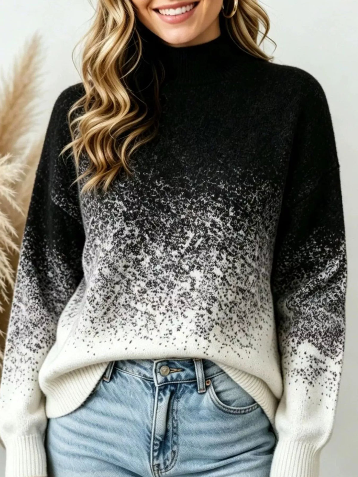 Gradient Turtleneck Long Sleeve Sweater
